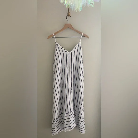 100% linen made in Italy Striped Sleeveless Dress - Picture 4 of 5